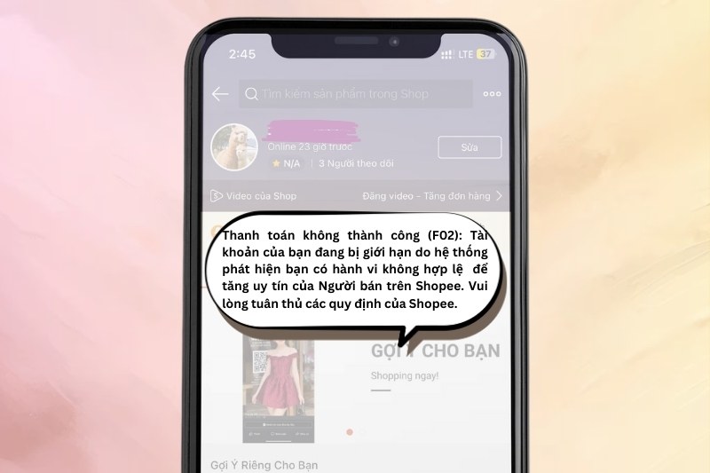 Tài khoản Shopee của người bán bị khóa vì tự tăng uy tín