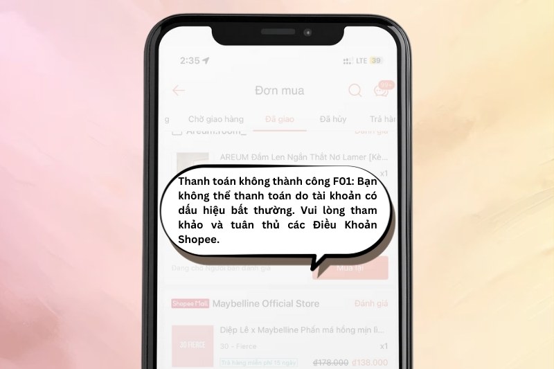 Tài khoản Shopee của người mua bị khóa vì có dấu hiệu bất thường